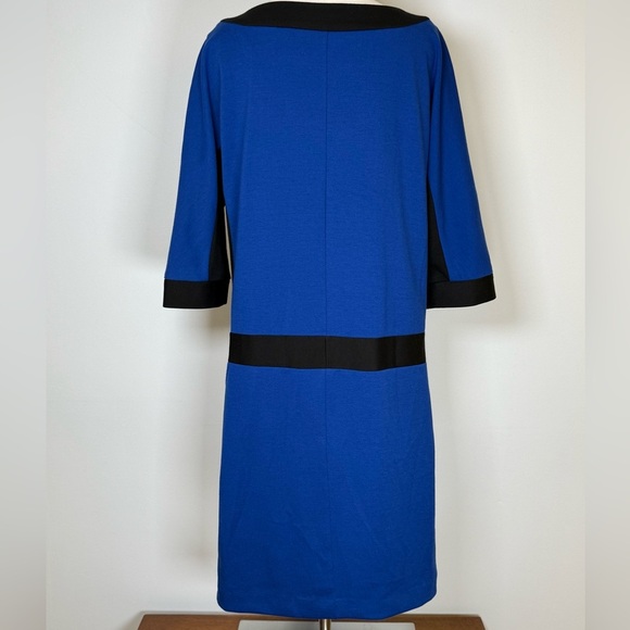 Ellen Tracy Colorblock Shift Dress  Black And Blue 3/4 Sleeve Women’s Size 12 - Picture 5 of 9